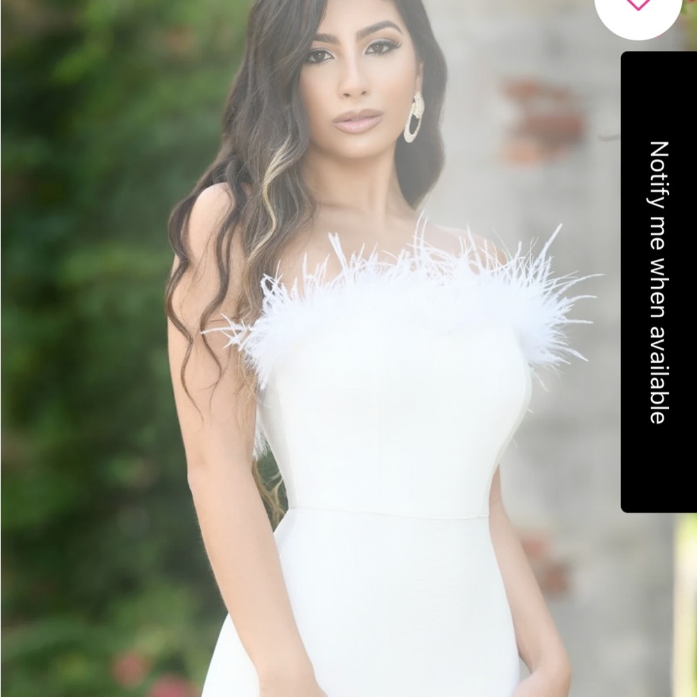 PromGirl Strapless White Feather Dress